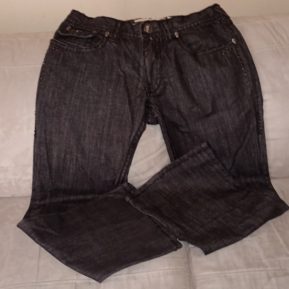 men's laguna beach jeans in black denim, stitching, and crystals.